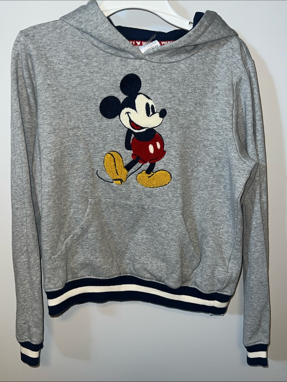 Official Disney Gray Hoodie Sweater with Mickey Mouse Patch